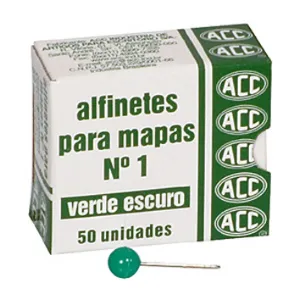 Alfinete para mapa NR 01 verde - com 50 unidades - ACC