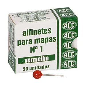 Alfinete para mapa NR 01 vermelho - com 50 unidades - ACC