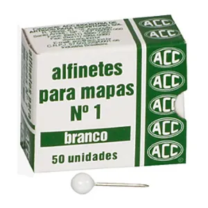 Alfinete para mapa NR 01 branco - com 50 unidades - ACC