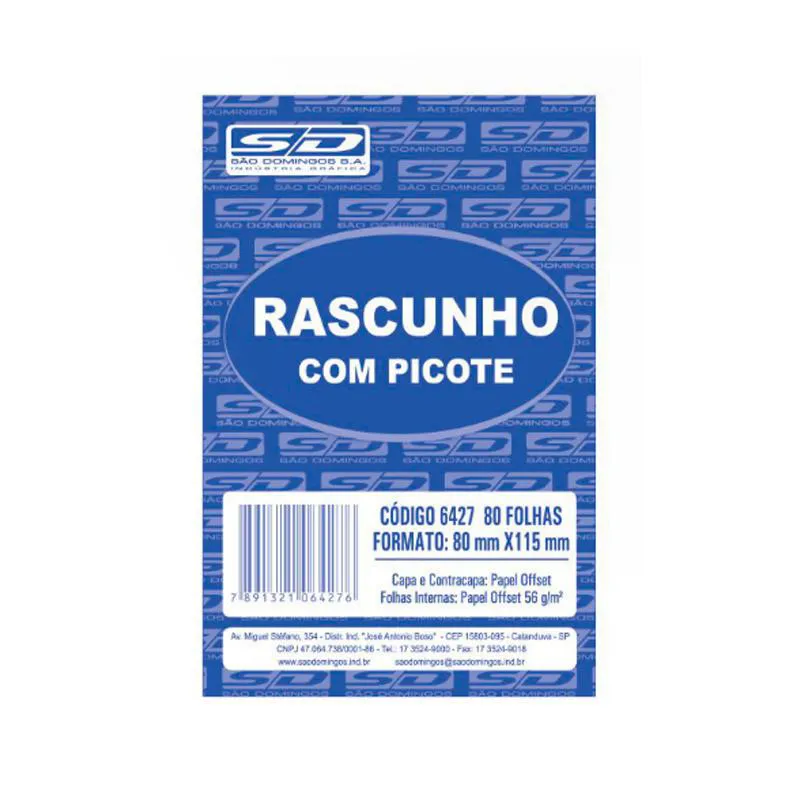Rascunho sulfite JB 8X11 - com 80 folhas - São Domingos