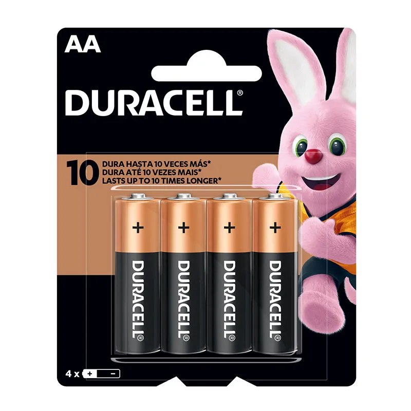 Pilha alcalina pequena AA - com 4 unidades - Duracell