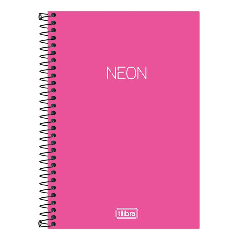 Caderno espiral capa plástica sem pauta 1/4 - 80 folhas - Neon Pink - Tilibra