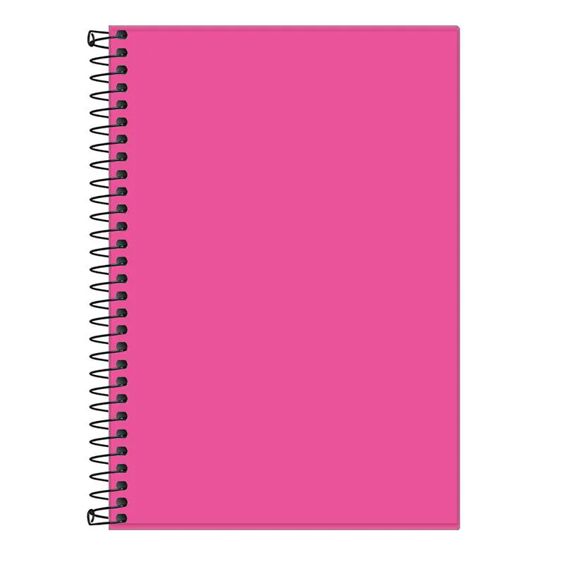 Caderno espiral capa plástica sem pauta 1/4 - 80 folhas - Neon Pink - Tilibra