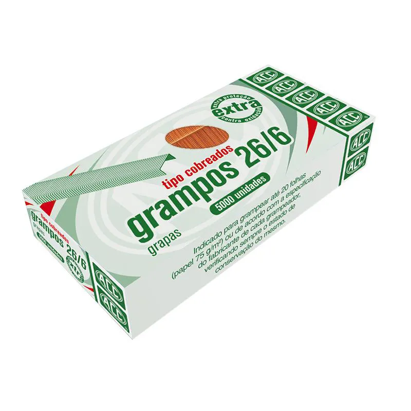 Grampo cobreado 26/6 - com 5000 unidades - ACC