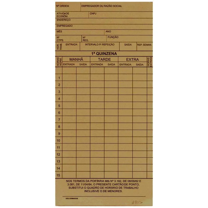 Cartão de ponto palha - com 100 unidades - SD/Animativa