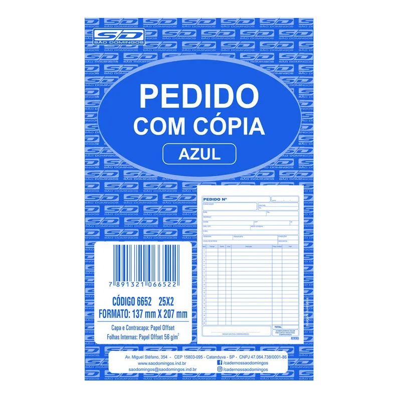 Pedido 2 vias 25x2 137x207mm 50 folhas 10061 - SD/Animativa