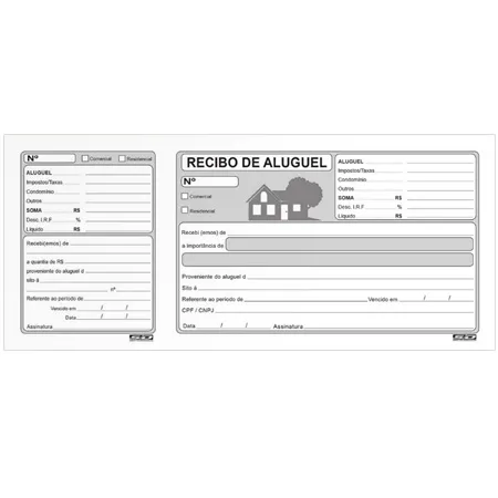 Recibo de aluguel com canhoto 50 folhas - São Domingos