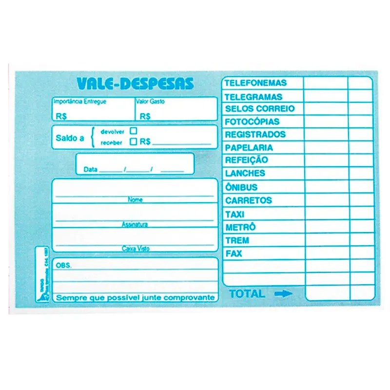 Vale despesas - com 50 folhas - Tamoio