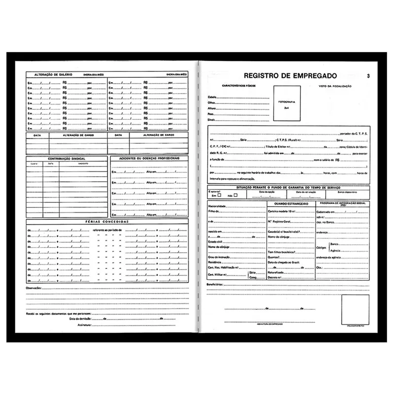 Registro de empregados com 50 folhas - São Domingos