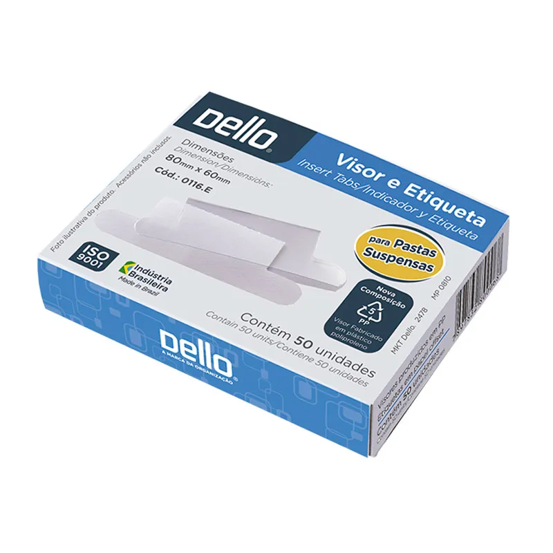 Visor cristal p/pasta suspensa+etiqueta 0115/0116.E 50und - Dello