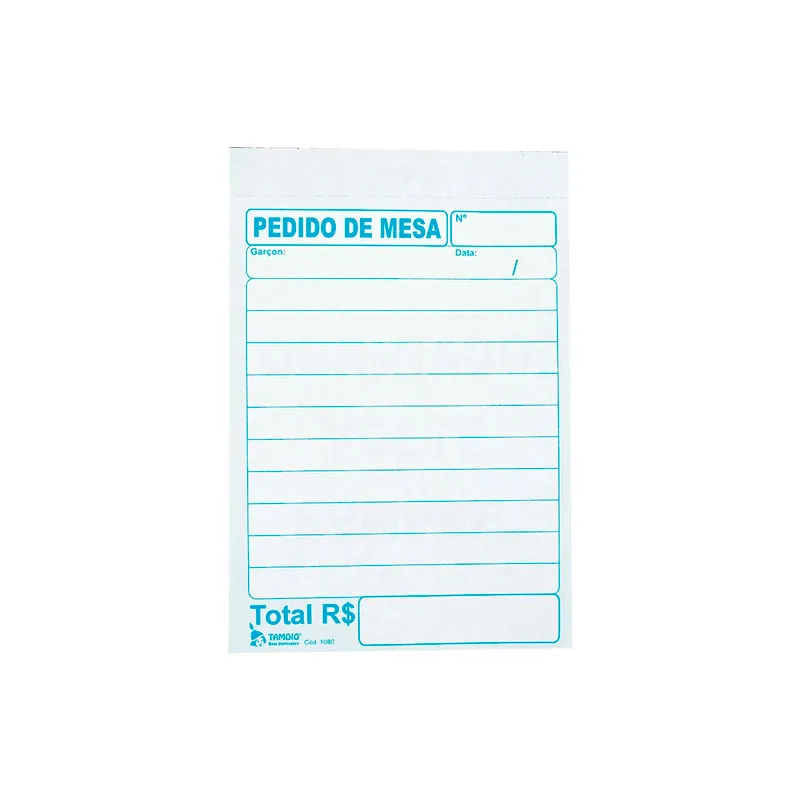 Comanda de mesa c/carbono 1080 50fls 2 vias Tamoio