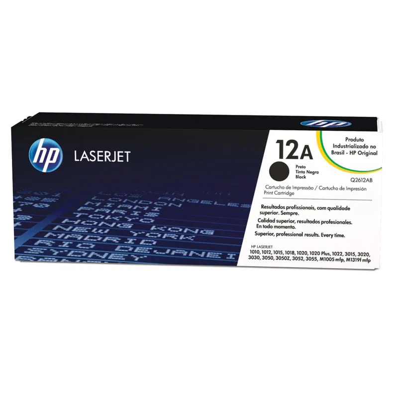 Toner HP 12A Original Q2612AB Preto p/ Laserjet 1018, M1319f