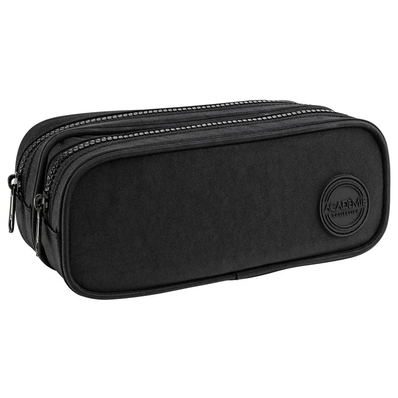 Estojo escolar duplo com ziper - 313424 - Académie Young Preto - Tilibra