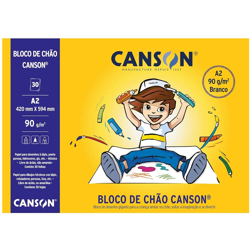 Bloco de chão branco A2 90g - com 30 folhas - Canson