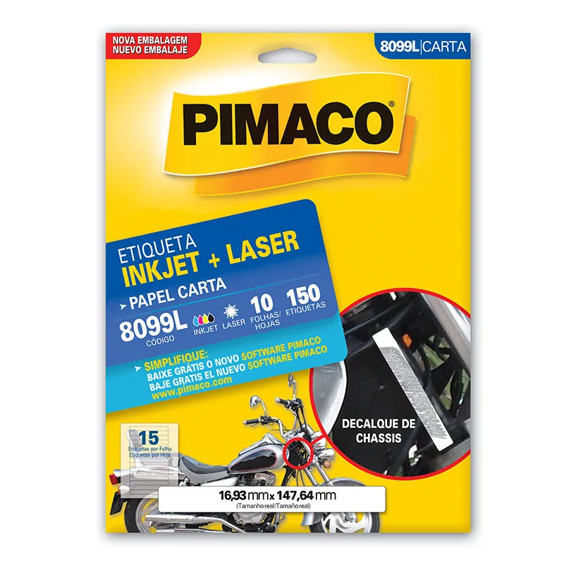 Etiqueta inkjet/laser carta 8099L com 10 folhas - Pimaco
