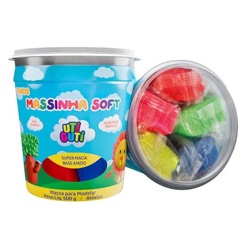 Massa de modelar Soft Utiguti Pote 500g com 5 cores - Licyn