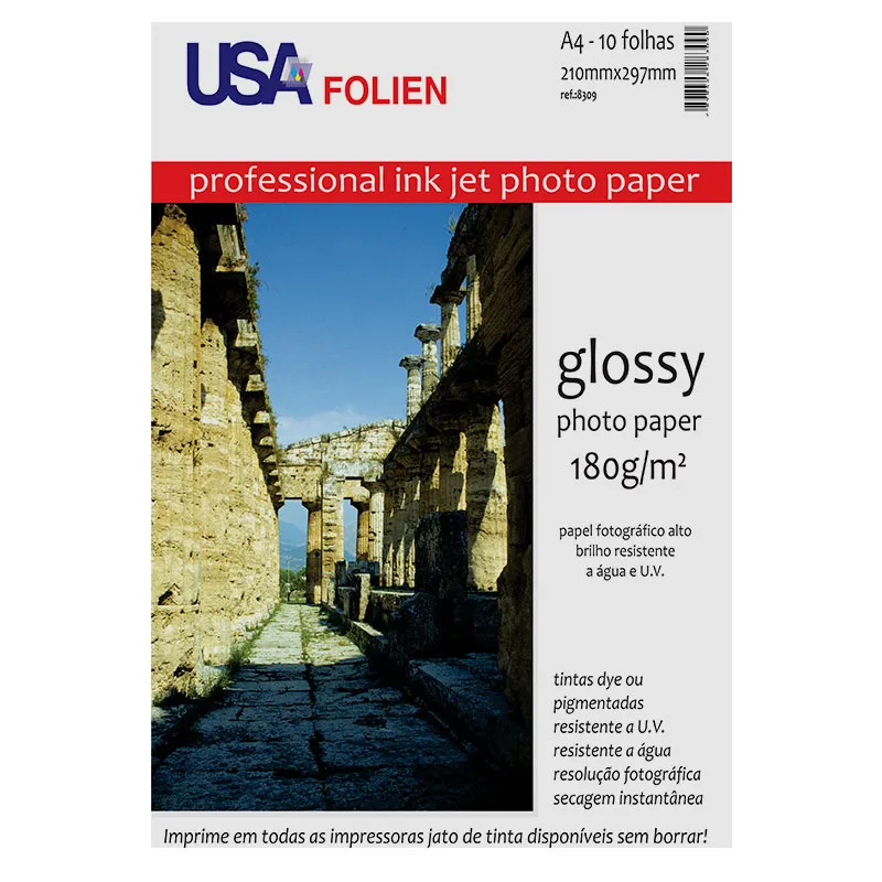 Papel fotográfico glossy paper A4 180g com 10 folhas 7519/8309 - Usa Folien