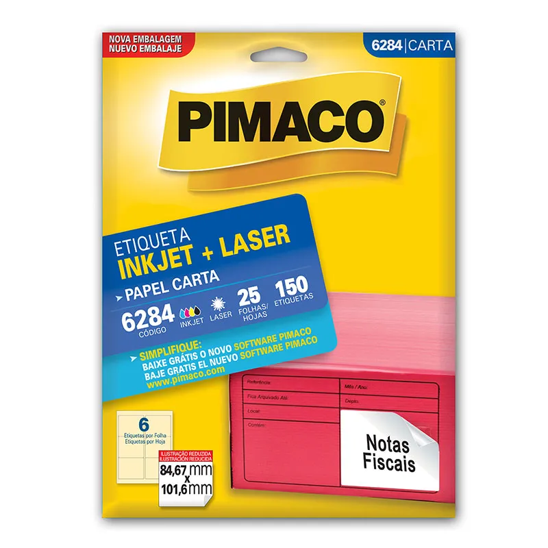 Etiqueta inkjet/laser carta 6284 com 25 folhas - Pimaco