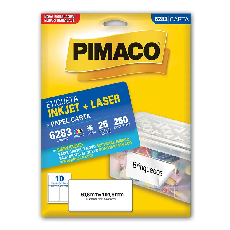 Etiqueta inkjet/laser carta 6283 com 25 folhas - Pimaco