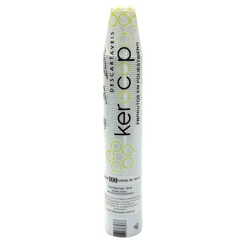 Copo plástico descartável Kerocopo branco 180ml 100und - Altacoppo