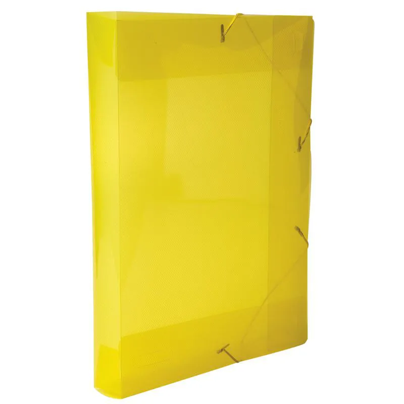 Pasta com aba elástico ofício lombo 40mm - Line - transparente amarela - 0257.A - Dello