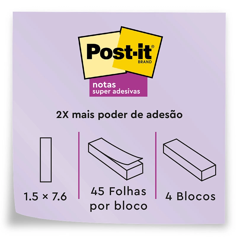 Marcador de página adesivo Post-it Flags de papel 76x15mm 180 folhas - 3M