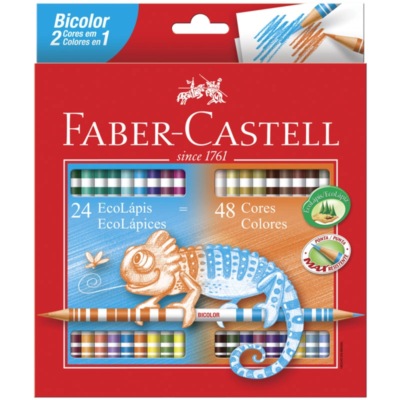 Lápis de cor 48 cores com 24 lápis bicolor 120624G - Faber-Castell