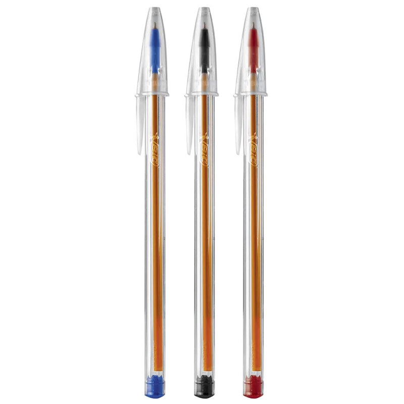 Caneta esferográfica Cristal Fina 0.8 AZ/PT/VM com 3 unidades - Bic