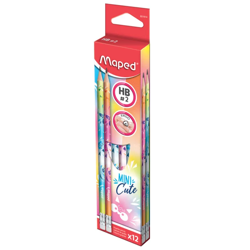 Lápis preto Nr.2 com borracha Mini Cute 12 unid 851814 - Maped