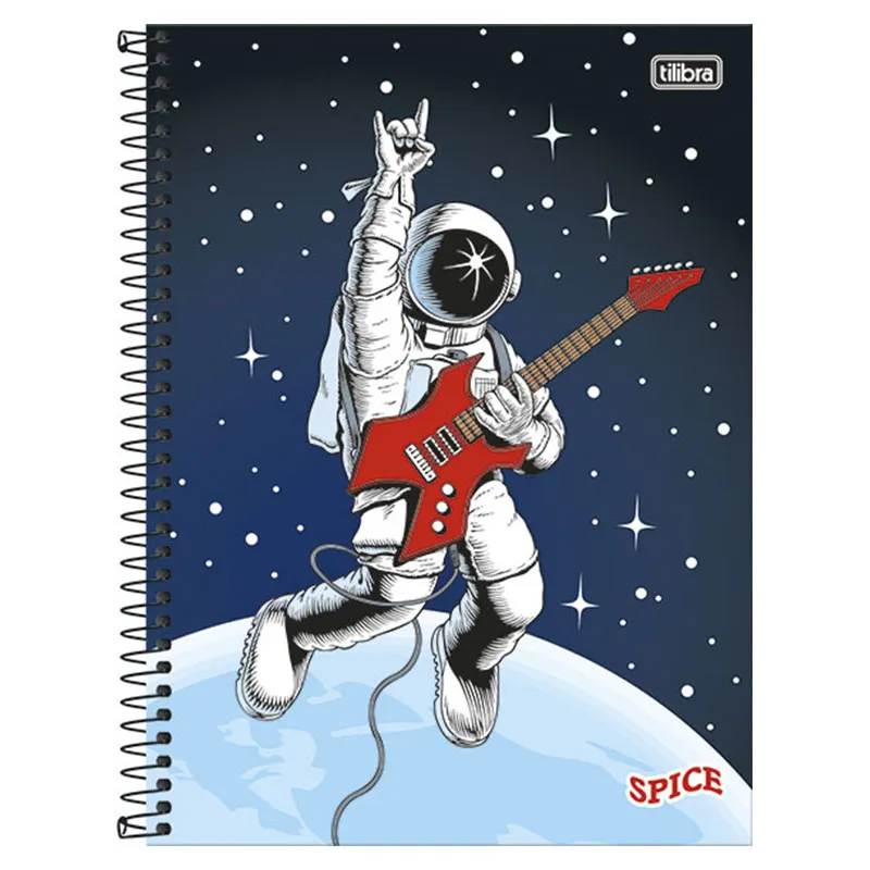 Caderno espiral capa dura universitário 1x1 80 folhas Spice Astronauta - Tilibra