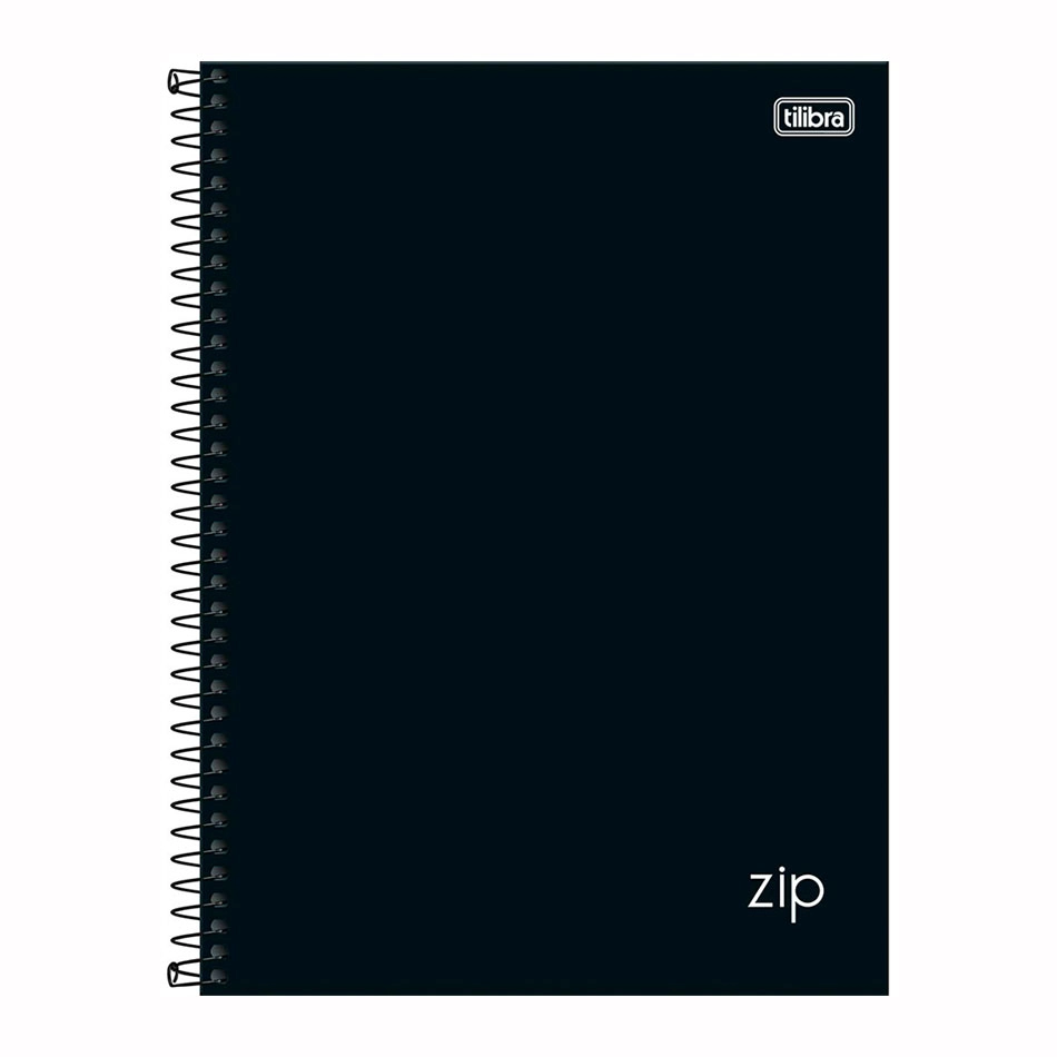 Caderno espiral capa dura universitário 1x1 80 folhas Zip Preto - Tilibra