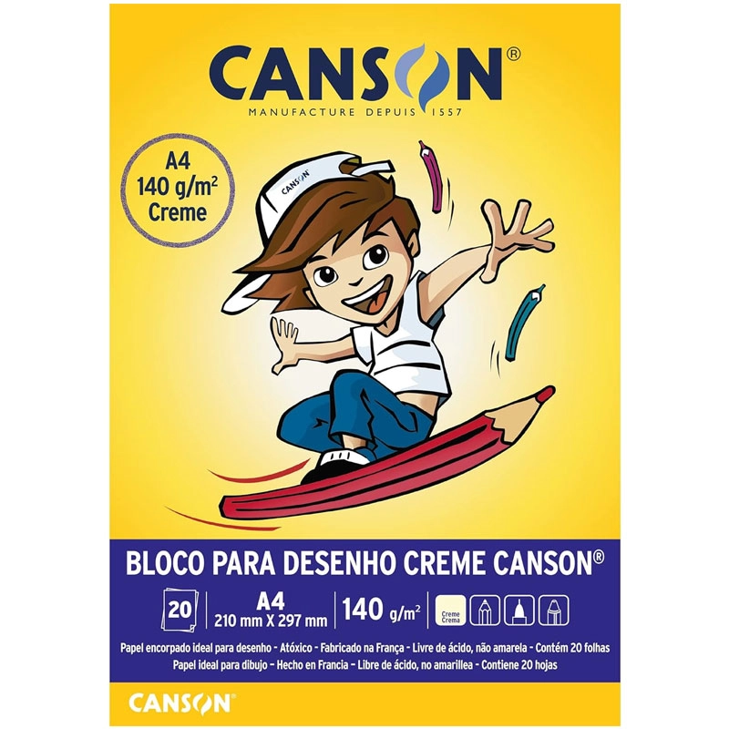 Bloco desenho creme A4 140g - com 20 folhas - Canson