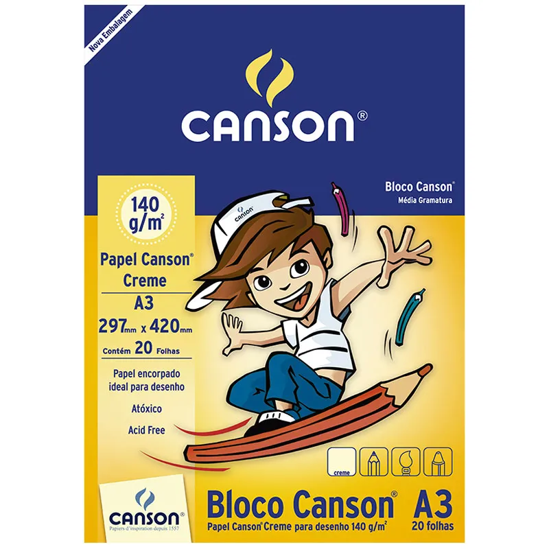 Bloco desenho creme A3 140g - com 20 folhas - Canson
