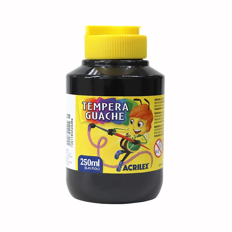Tinta guache Preto 250ml - 520 - Acrilex