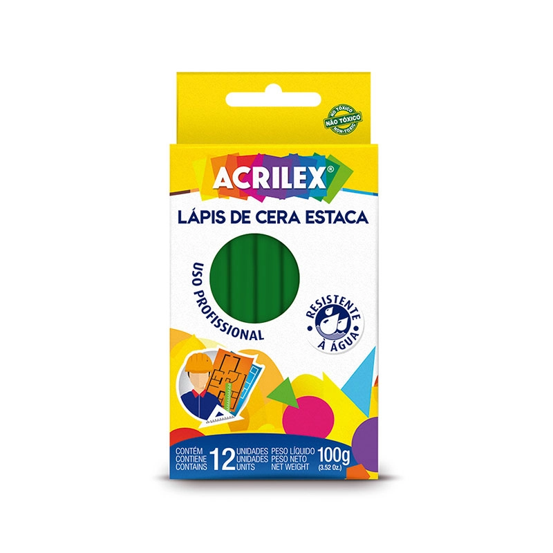 Giz de cera estaca verde 12 unidades 511 - Acrilex