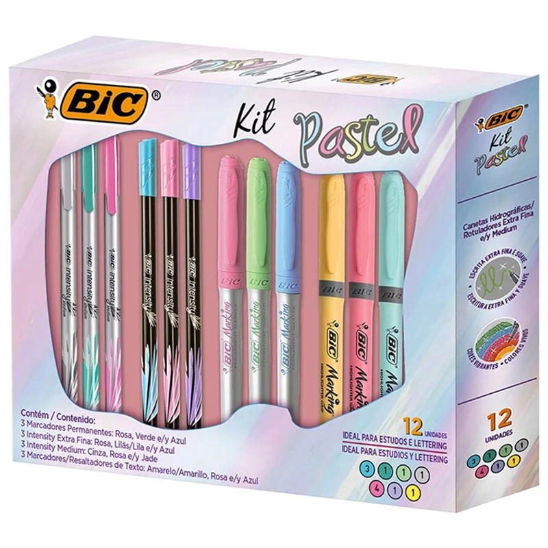 Kit tons pastéis com 12 itens - Bic