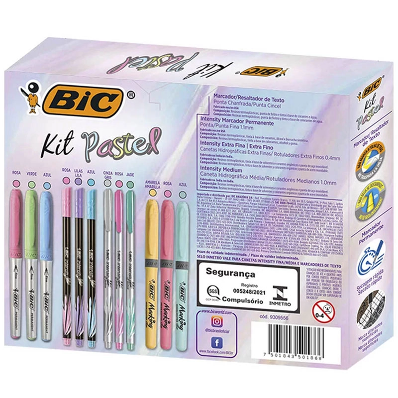 Kit tons pastéis com 12 itens - Bic