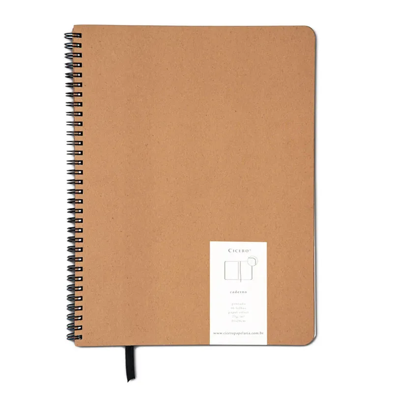 Caderno espiral capa dura pontilhado Grande 96 folhas wire-o Kraft - Cicero