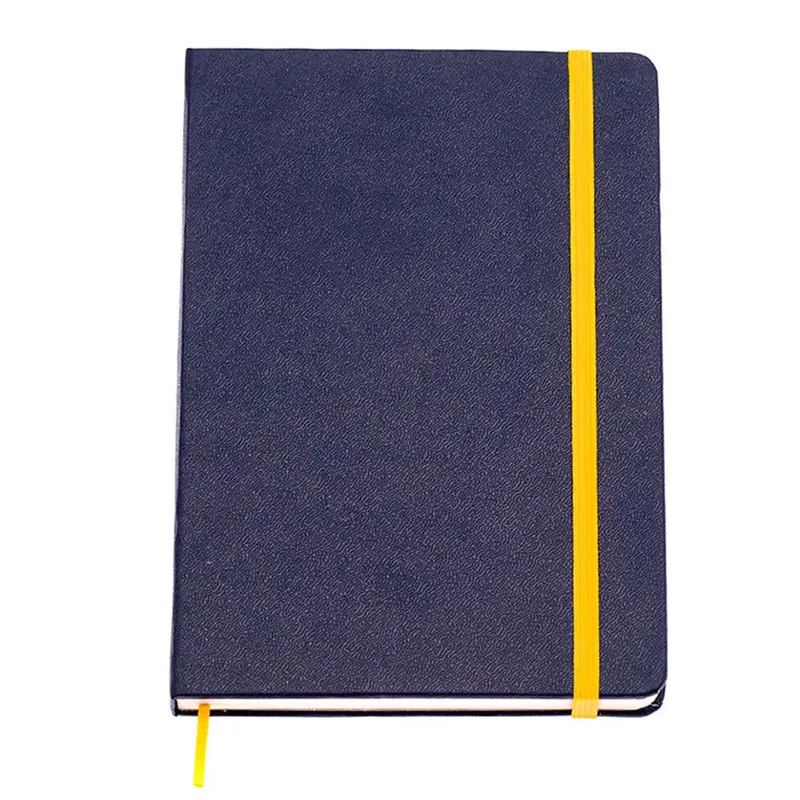 Caderneta capa dura 1/8 Fitto Clássica Azul Marinho e Amarelo sem pauta 160 folhas - Cicero