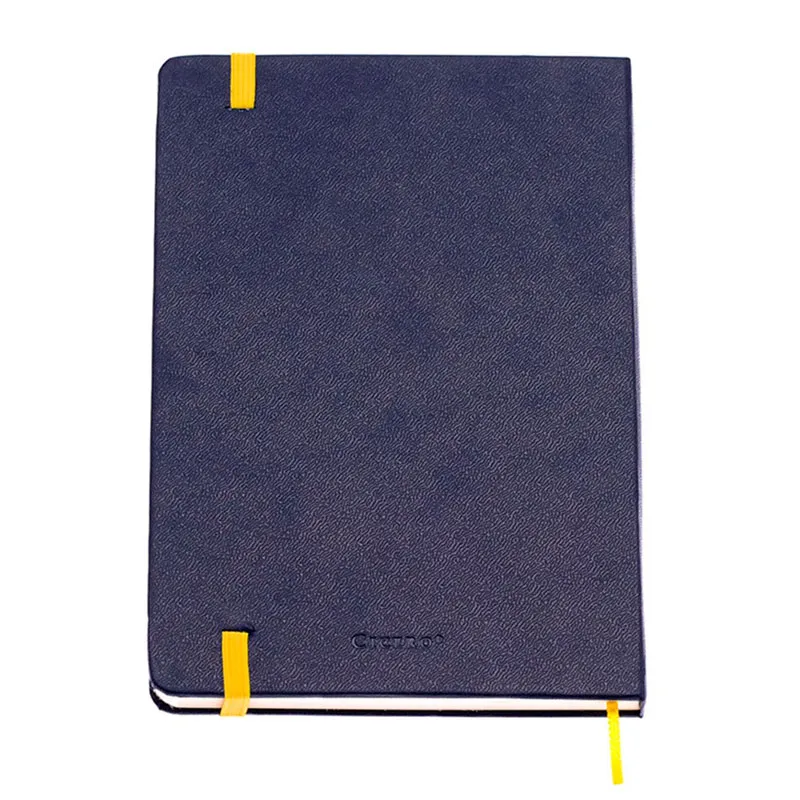 Caderneta capa dura 1/8 Fitto Clássica Azul Marinho e Amarelo sem pauta 160 folhas - Cicero