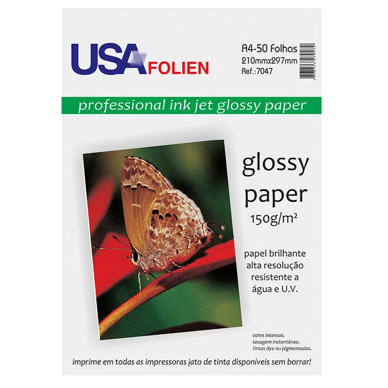 Papel fotográfico glossy paper A4 150g com 50 folhas 7047 - Usa Folien