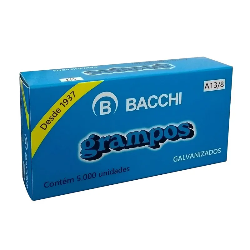 Grampo galvanizado 13/8 - com 5000 unidades - Bacchi