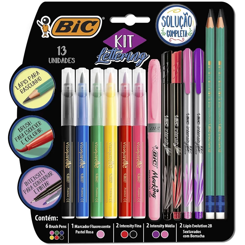 Kit lettering Solução Completa com 13 itens - Bic