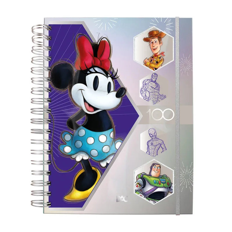 Caderno espiral capa dura 1/4 Smart 80 folhas 4048 Disney 100 - Dac