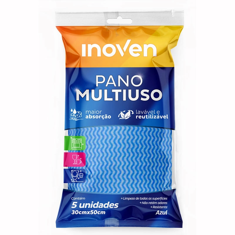 Pano multiuso Perfex azul com 5 unidades - Inoven