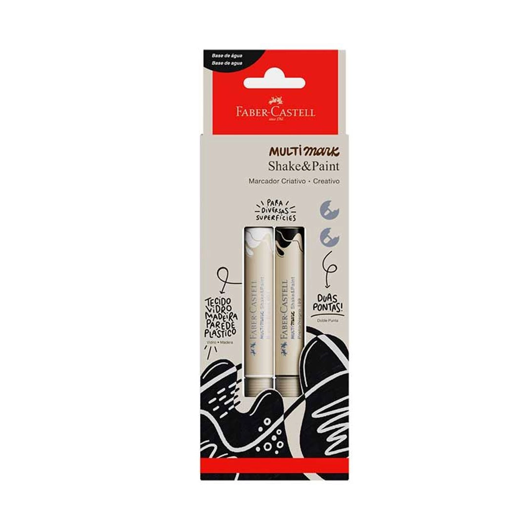 Pincel marcador multisuperfícies Multimark Preto e Branco MM/ES2PBSP - Faber-Castell
