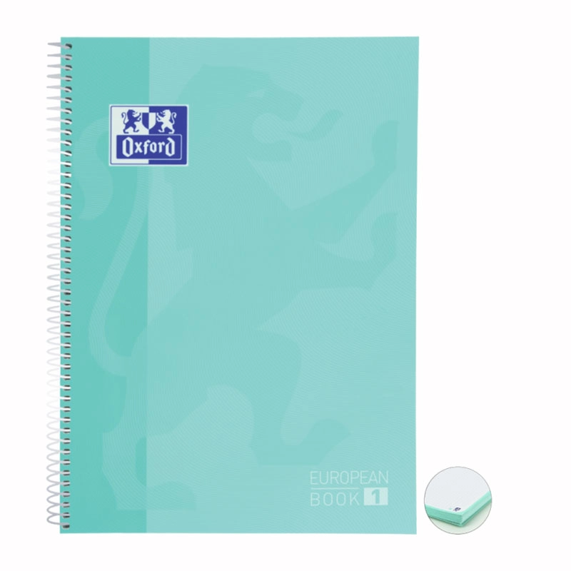 Caderno capa dura universitário 1x1 80 folhas 90g Verde Pastel (Ice Mint) - Oxford