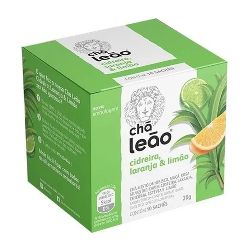 Chá de capim cidreira laranja e limão - com 10 unidades - Leão Fuze