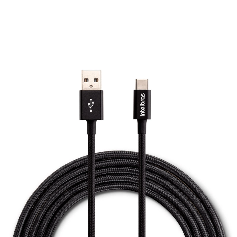 Cabo USB para USB-C Nylon Preto 1,5m EUAC15NP - Intelbras