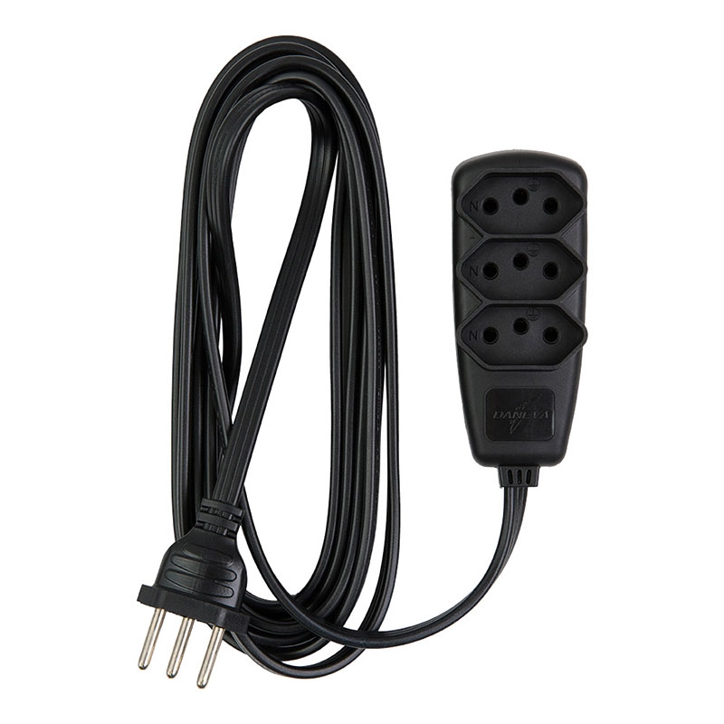 Extensão Sort 3 tomadas com 10 metros 2P+T 10A Preta DN1914 - Daneva